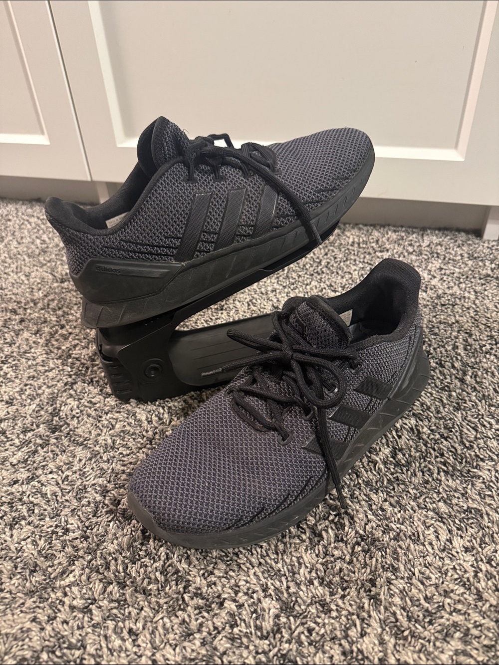 adidas Men’s Black and Dark Gray Mesh Sneakers